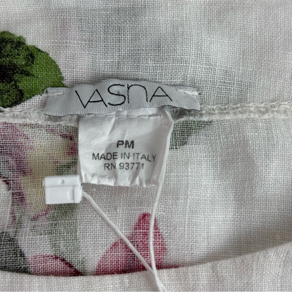 NWT Vasna Italy 100% Linen Floral Tunic Dress White PM - Picture 9 of 12